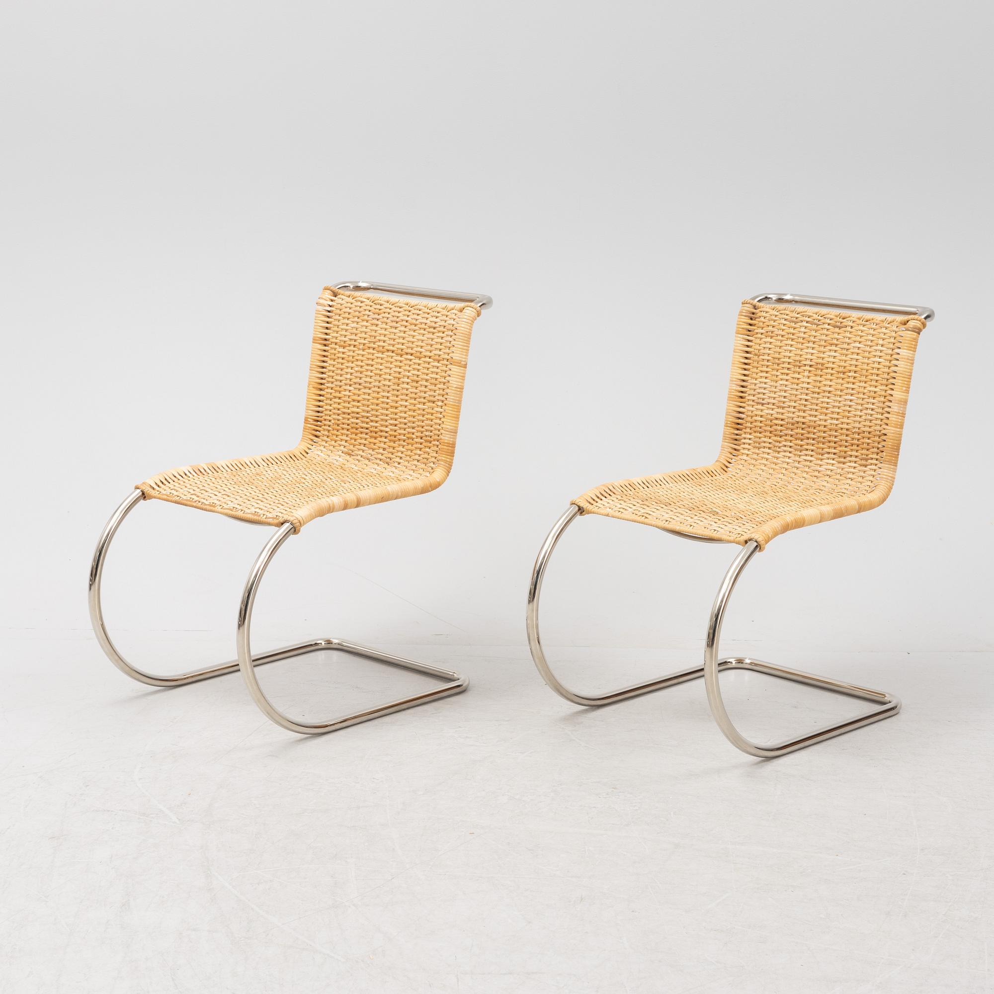 Ludwig Mies van der Rohe, a pair of tubular steel 'MR10' chairs, Tecta.