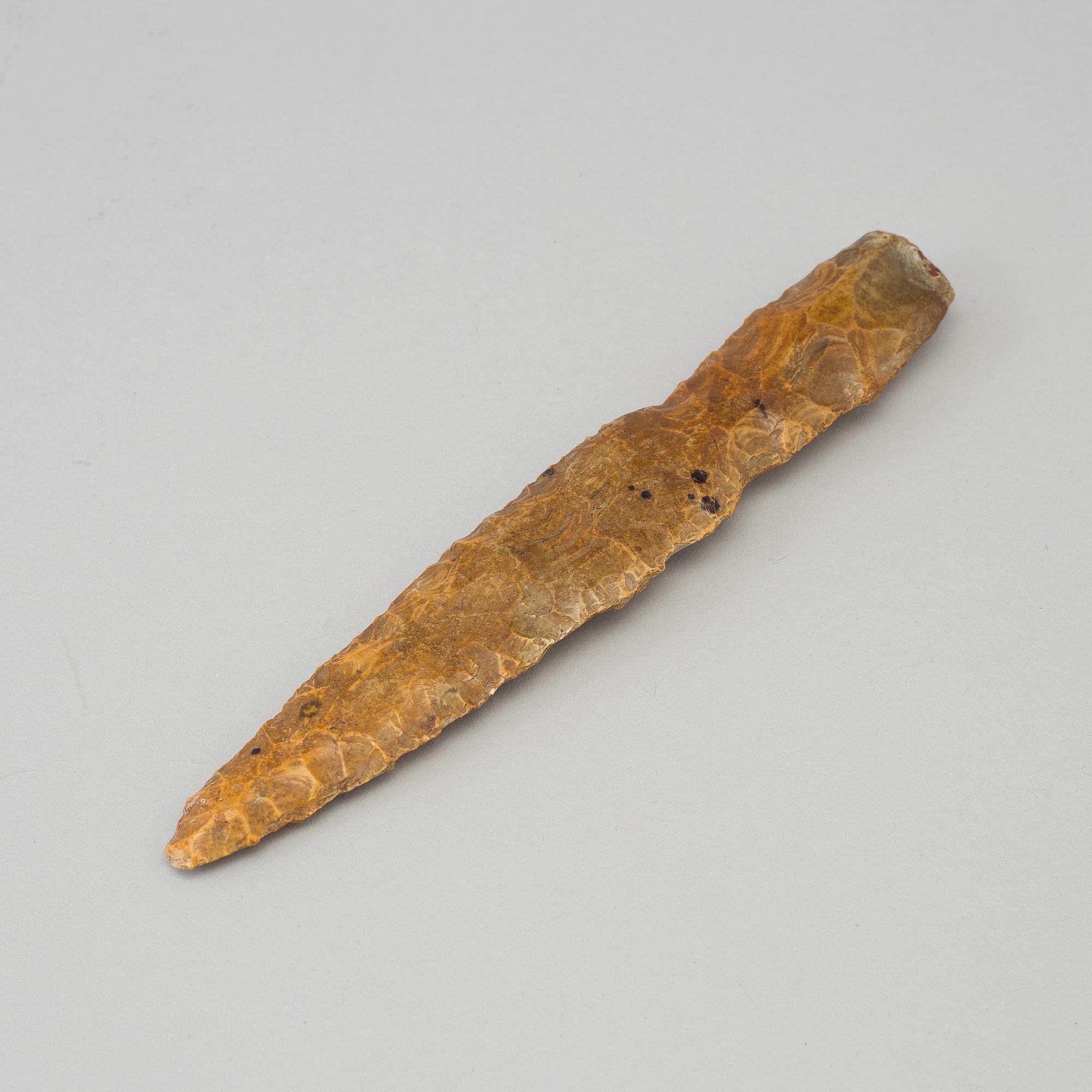 A Swedish Stone Age flint dagger or arrowhead.