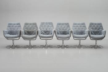 FÅTÖLJER 6 st, design Bruno Mathsson för Dux "Master".