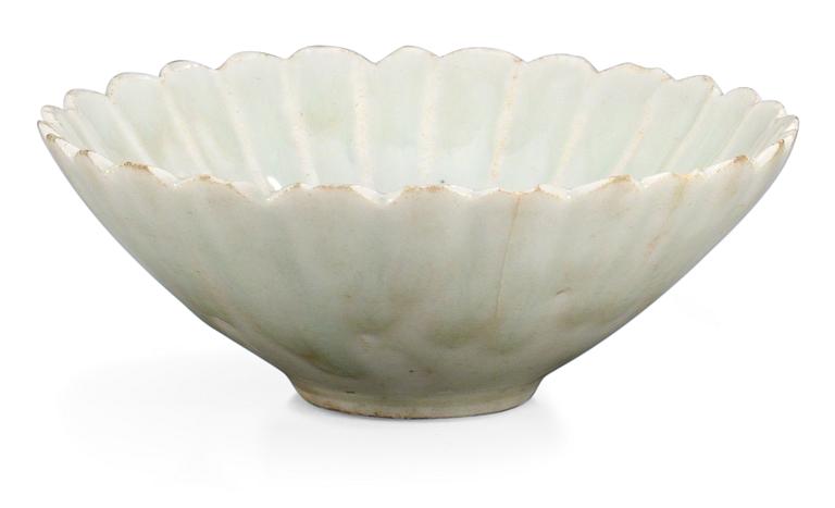 A Chrysantemum shaped qingbai bowl, Yuan dynasty (1279-1368).