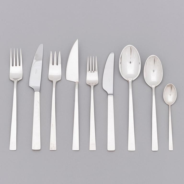 BERTEL GARDBERG, a 108-piece set of "Birgitta" silver cutlery, marked BG, Hopeatehdas oy, Helsinki 1956-61.