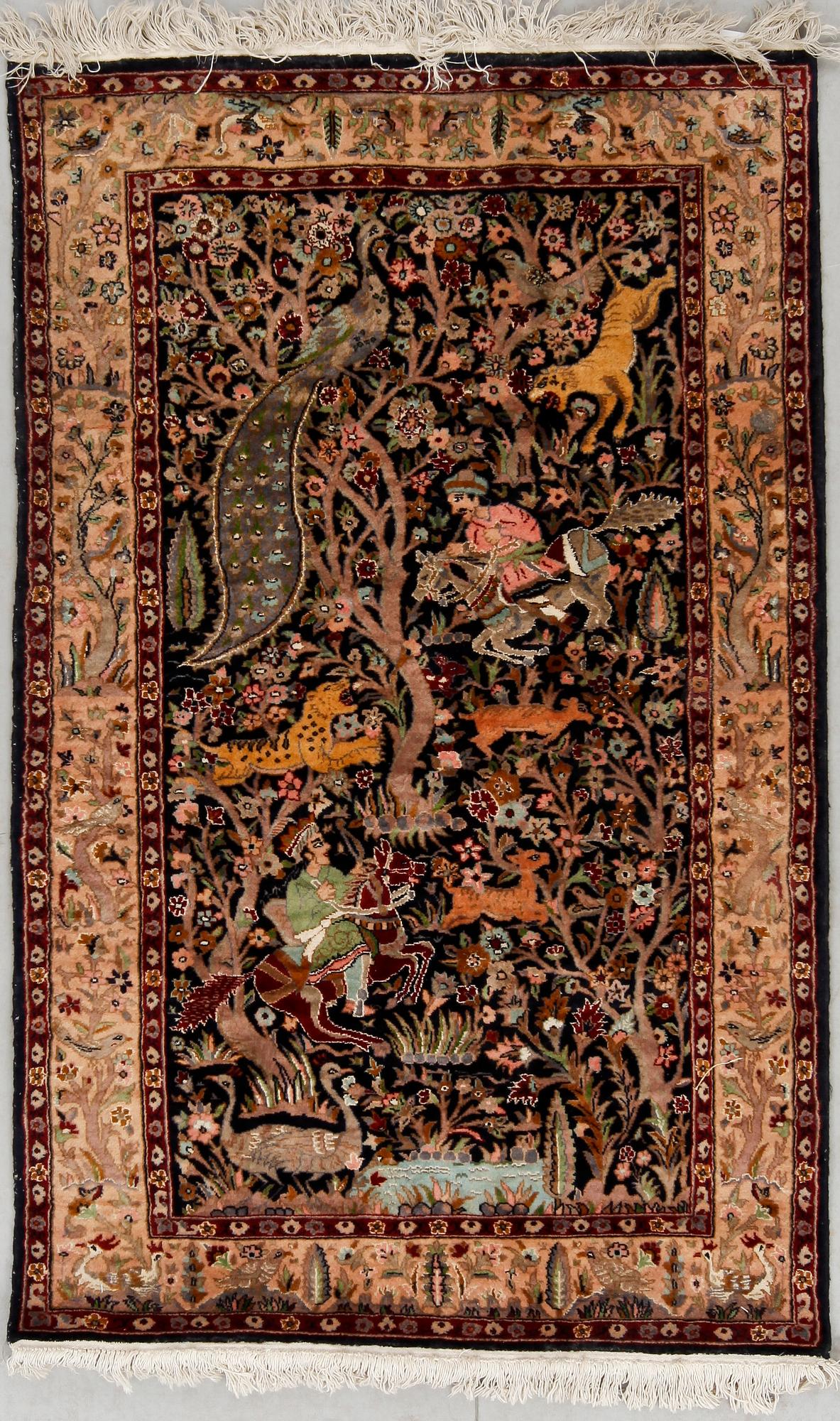 MATTA, old, Ghom, figural, med silkesinslag, 
ca 151x94.