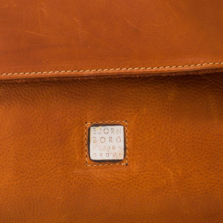 A brown leather and suede weekendbag by Björn Borg, 1980's.