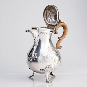 A Swedish Rococo silver coffee-pot, mark of Zacharias Ekfelt, Arboga 1771.