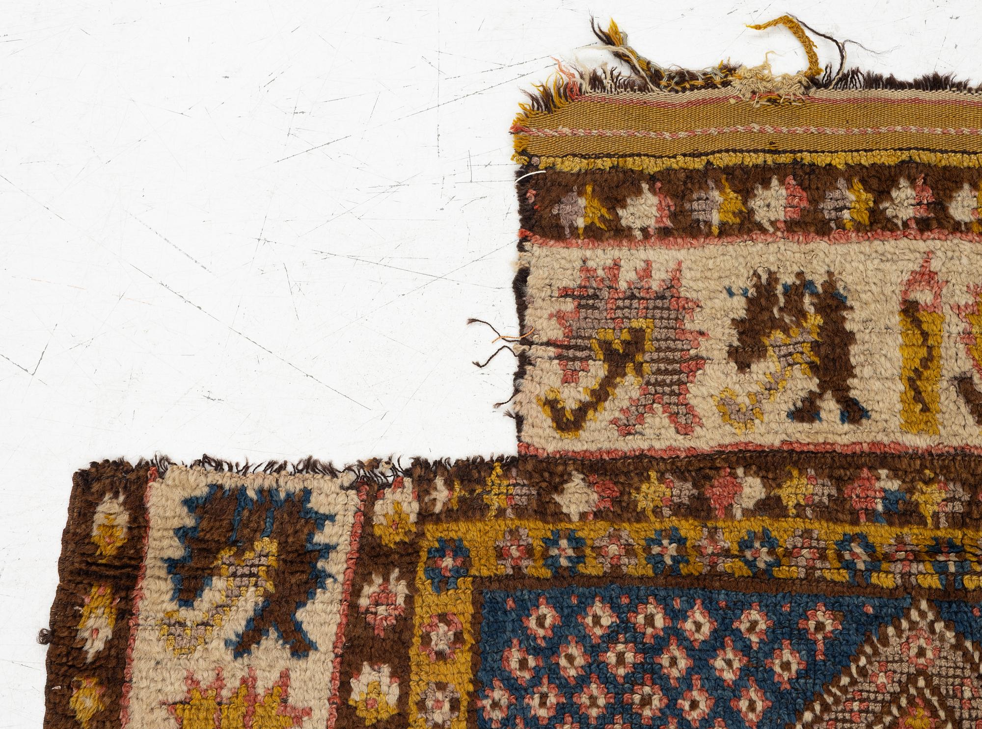 An antique Monastir prayer rug fragment , Ottoman Empire, c 133 x 106 cm.