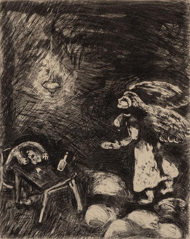 Marc Chagall, "l'Ivrogne et sa Femme" ur sviten "La Fables de la Fontaine".