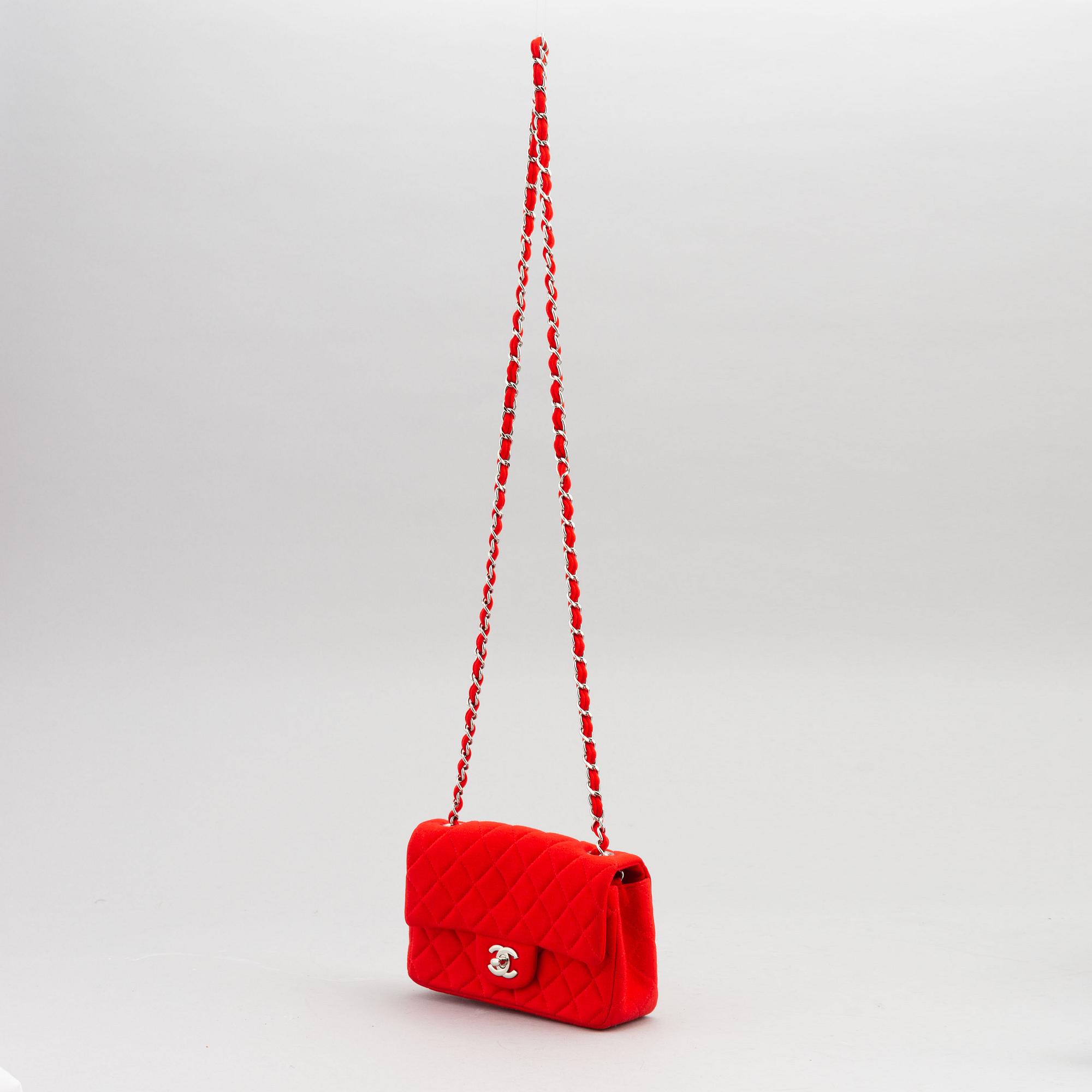 Chanel, a red fabric 'Single Flap Bag', 2014.