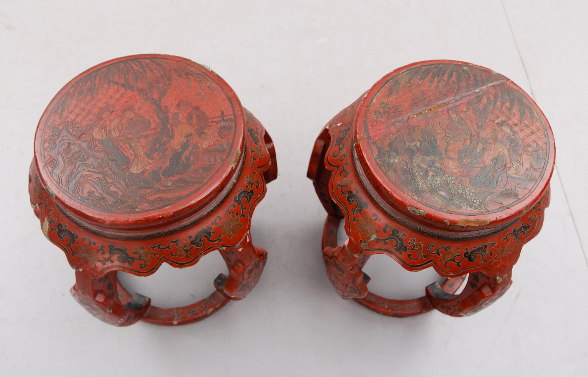 PIEDESTALER, 1 par, ostindiska, 1800-/1900-tal.