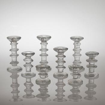 Eight "Festivo" glass candlesticks by Timo Sarpaneva for Iittala, Finland from the second half of the 20th century.