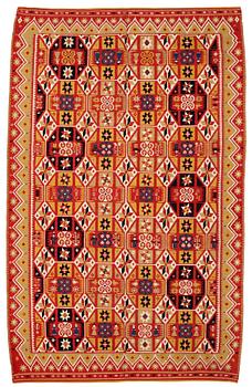 229. A bed cover, double-interlocked tapestry, ca 180,5-182 x 108-113,5 cm, Scania 1834, Sweden.