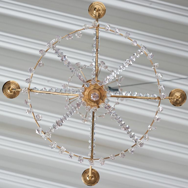 A late Gustavian five-light chandelier.