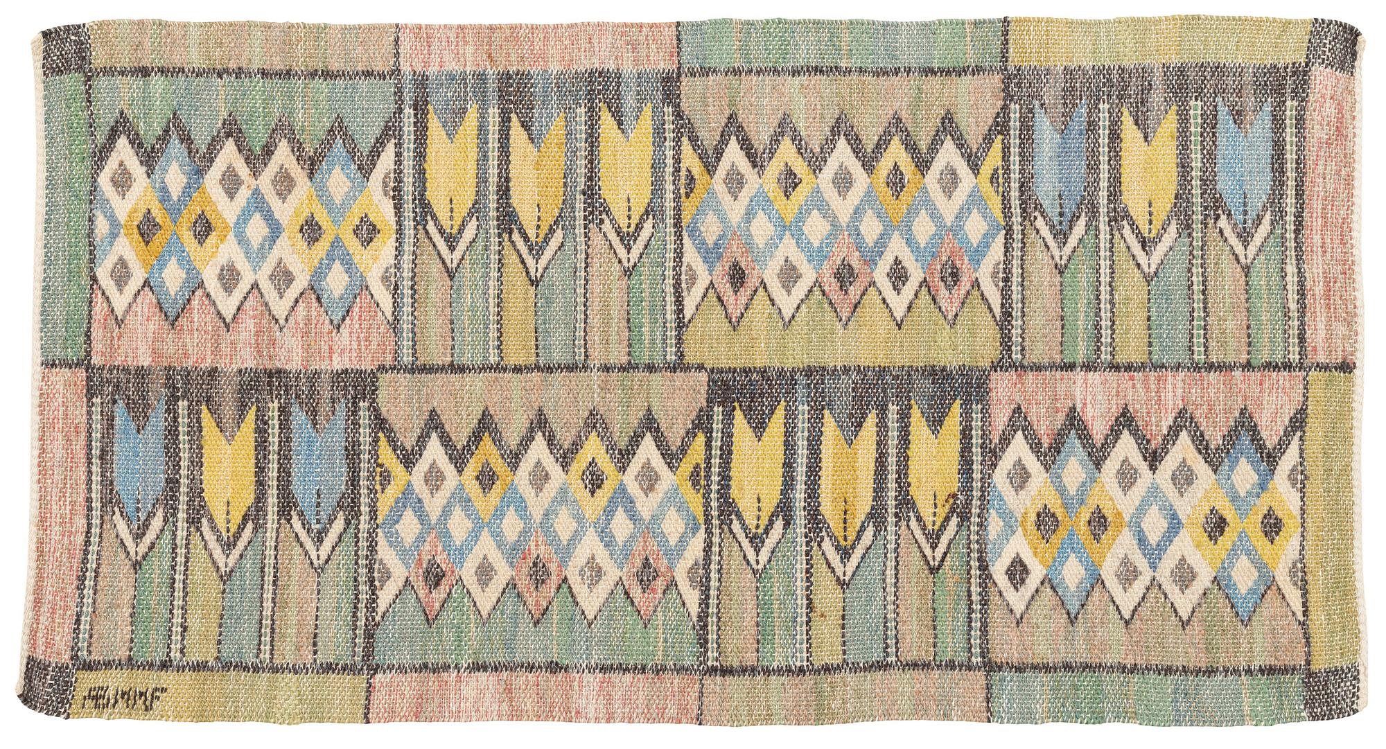Märta Måås-Fjetterström, a textile, 'Crocus', flat weave, ca 78 x 41 cm, signed AB MMF.