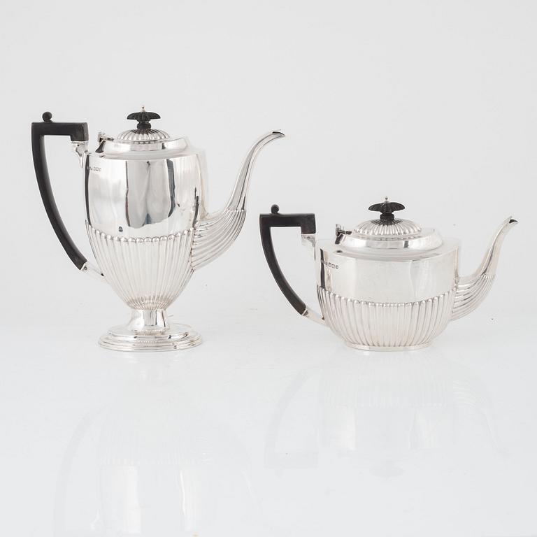 Jenkins & Timm, kaffekanna samt tekanna, silver, Sheffield 1896.