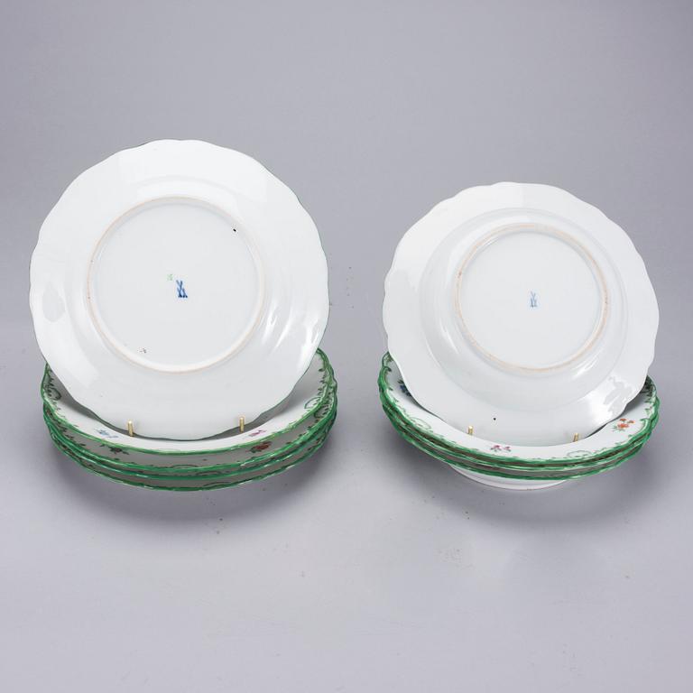 LAUTASIA, 4+5 kpl, posliinia, Meissen, 1900-luku.