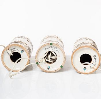 Bordslampor, 3 st, Bitossi för Bergboms, 1900-talets andra hälft.