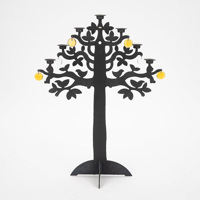 Bertil Vallien, a blackened iron candelabrum, 'Livets träd', Boda Smide.