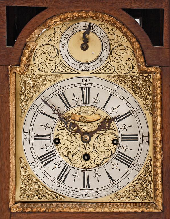 BIBLIOTEKSUR, spindelgång, kvartsslag, Balthasar Holtzman, Wien (levnadsår ca1722-1754).