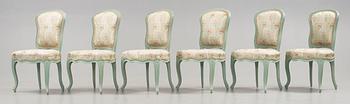 Six Swedish Rococo 18th century chairs.