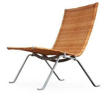 627. A Poul Kjaerholm steel and ratten 'PK-22' easy chair, E Kold Christensen, maker's mark in the steel.