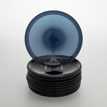 Timo Sarpaneva, tallrikar, 10 st, "Bandkant", signerade Timo Sarpaneva Iittala -57.