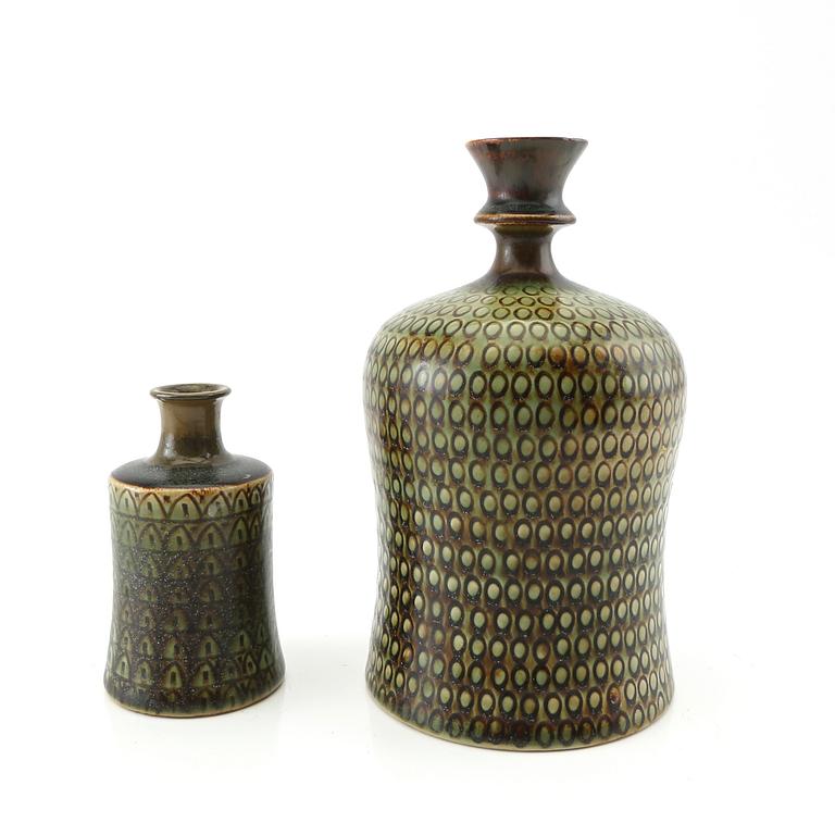 Stig Lindberg, vases 2 pcs, Gustavsbergs Studio 1964.