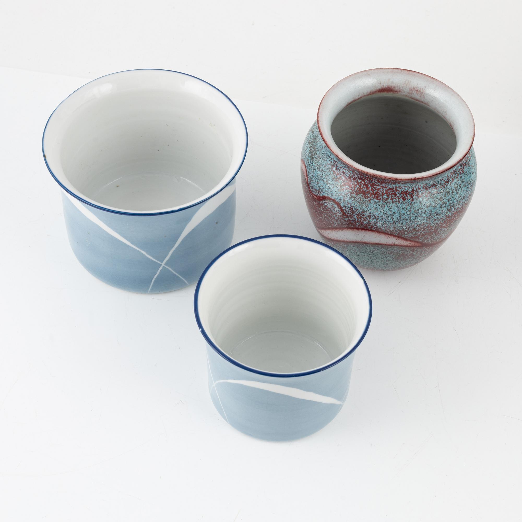 Gösta Millberg, a group of three vases and three pots, Rörstrand.