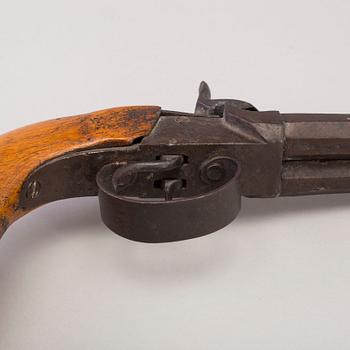 A PERCUSSION PISTOL, mid 19th century.