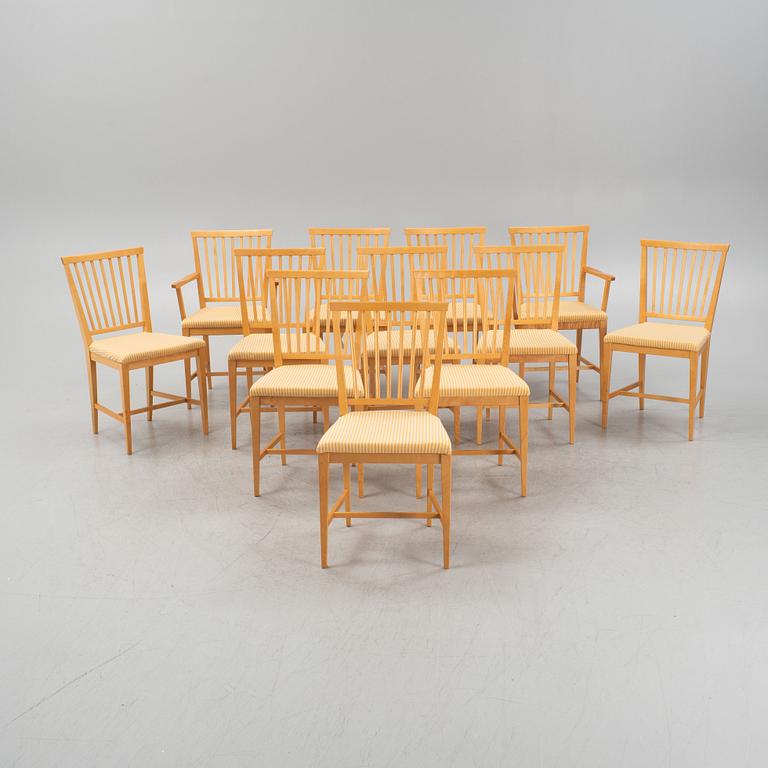Carl Malmsten, chairs, 12 pcs "Vardags", and table, Stolab.