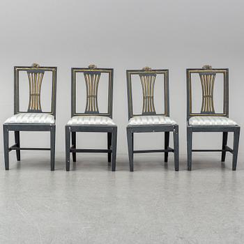 Four Gustavian chairs, Lindome, circa 1800.