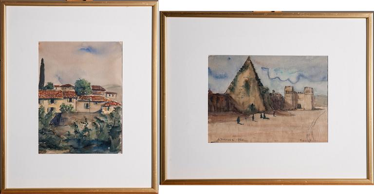 AARNE ULAPPA, akvareller, 2 st, signerade och daterade 1927.