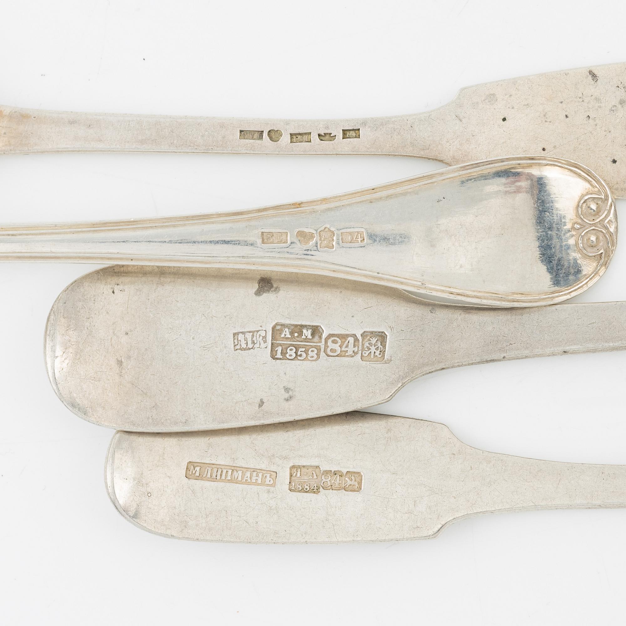 A set of silver cutlery, including  St Petersburg 1858 (36 pieces).
