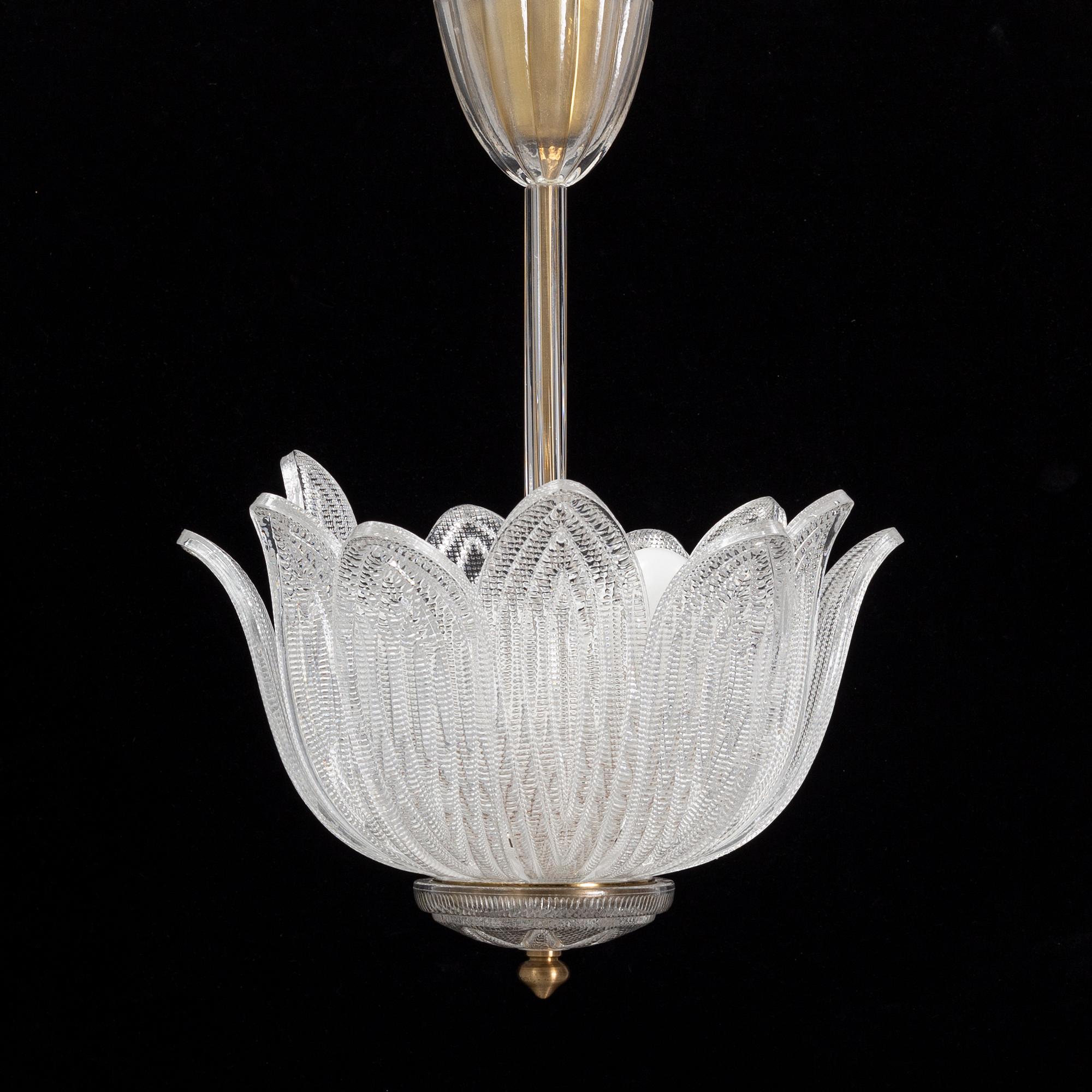 A glass ceiling lamp, probably Orrefors, mid 20th century.