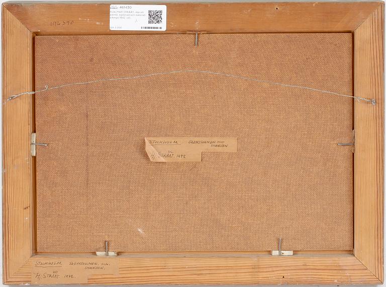 HJALMAR STRÅÅT, olja på pannå, signerad och daterad á tergo 1942.