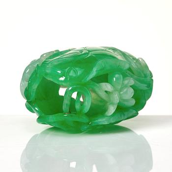 A Chinese coloured jadeit sculpture, 20th Century.