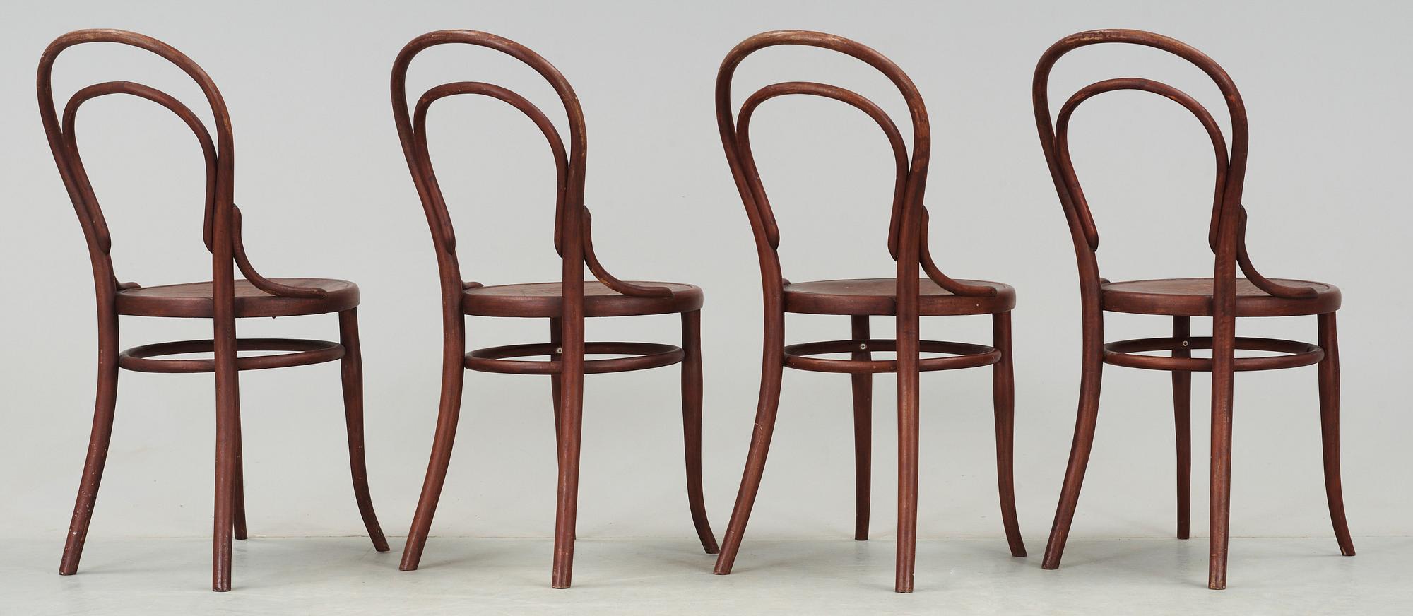STOLAR, 4 st, bl.a. etikettmärkta Thonet, 1900-tal.