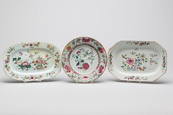 FAT, 2 st samt TALLRIK, porslin, Kina, Qianlong, (1736-1795).