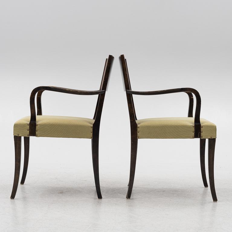 A pair of 'Rosenborg' Swedish Grace armchairs, Seffle Möbelfabrik, 1920s/30s.