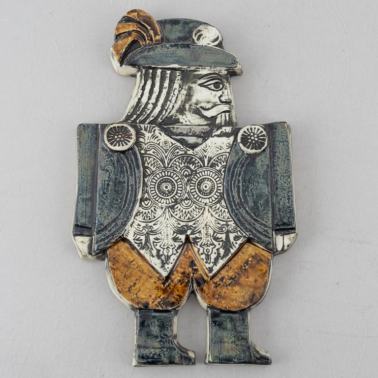 Lisa Larson, väggreliefer, 4 st, stengods, ur serien "Drabant", Gustavsberg.