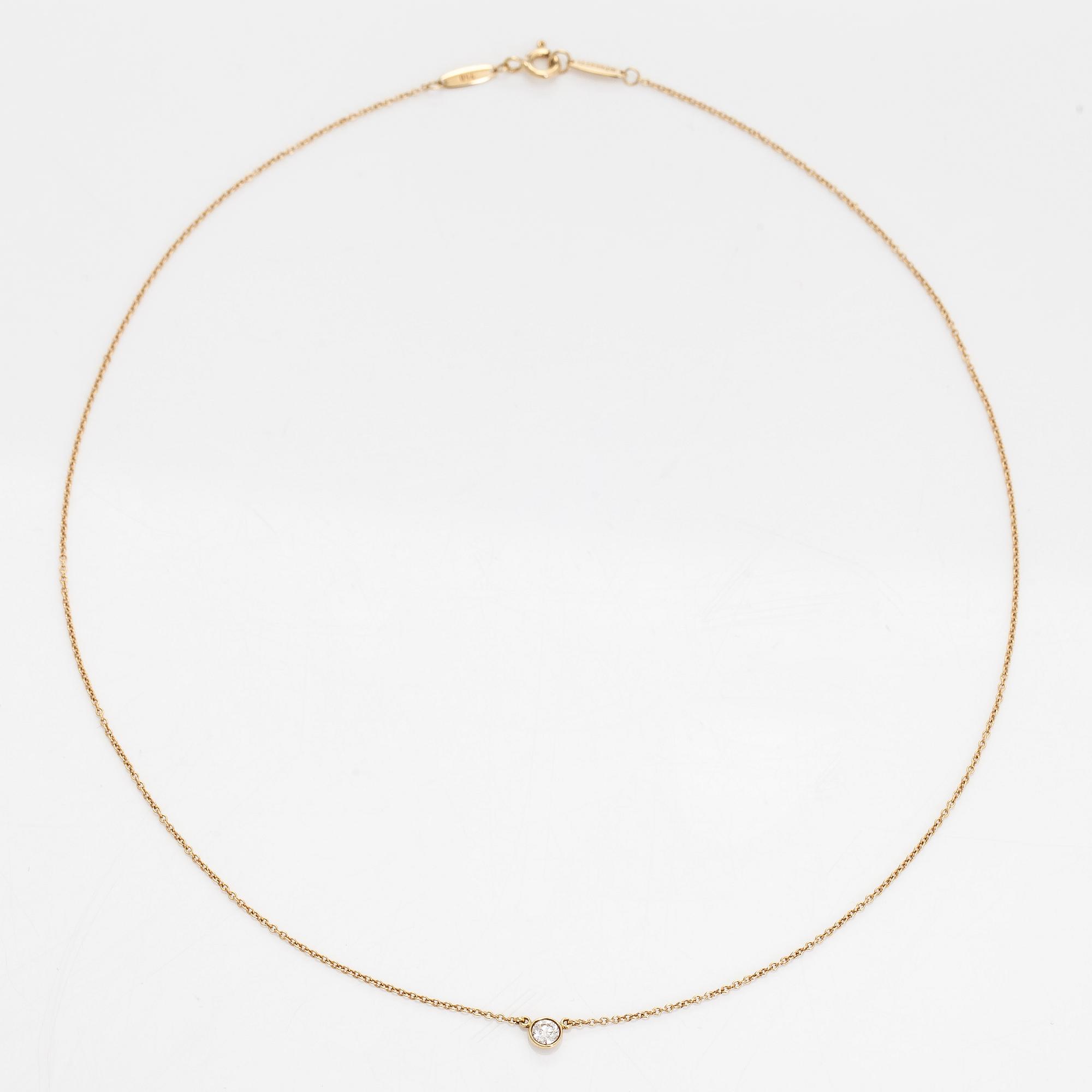 Tiffany & Co, Elsa Peretti, halsband, "Diamonds by the Yard", 18K guld med en briljantslipad diamant.