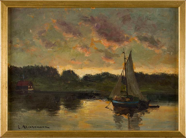 ERIK ABRAHAMSON, olja på pannå, sign.