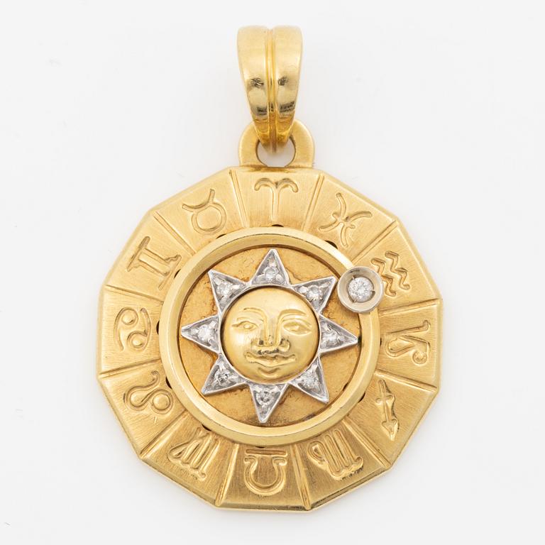 Berlock, zodiak, 18K guld med briljantslipade diamanter.