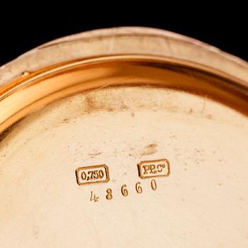 FICKUR, 18 k guld, Patek Phillippe, Genève,savonett, daterad september 1884. Total vikt med urverk 122 g.