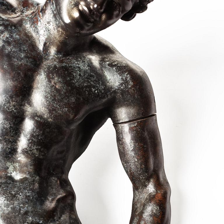 SCULPTURE, probably Italy 18th Century. Satyr with cymbals.