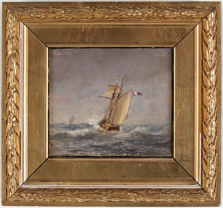 OKÄND KONSTNÄR, olja på duk. Otydligt signerad och daterad 1846.