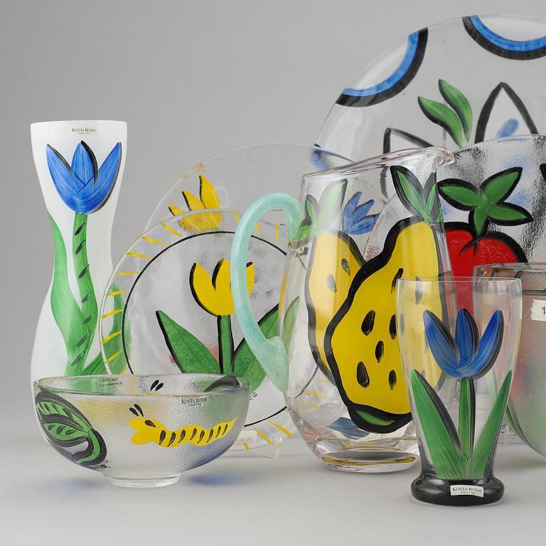A glass service, 'Tulipa' 56 pcs, by Ulrica Hydman-Vallien, Kosta Boda, signed.