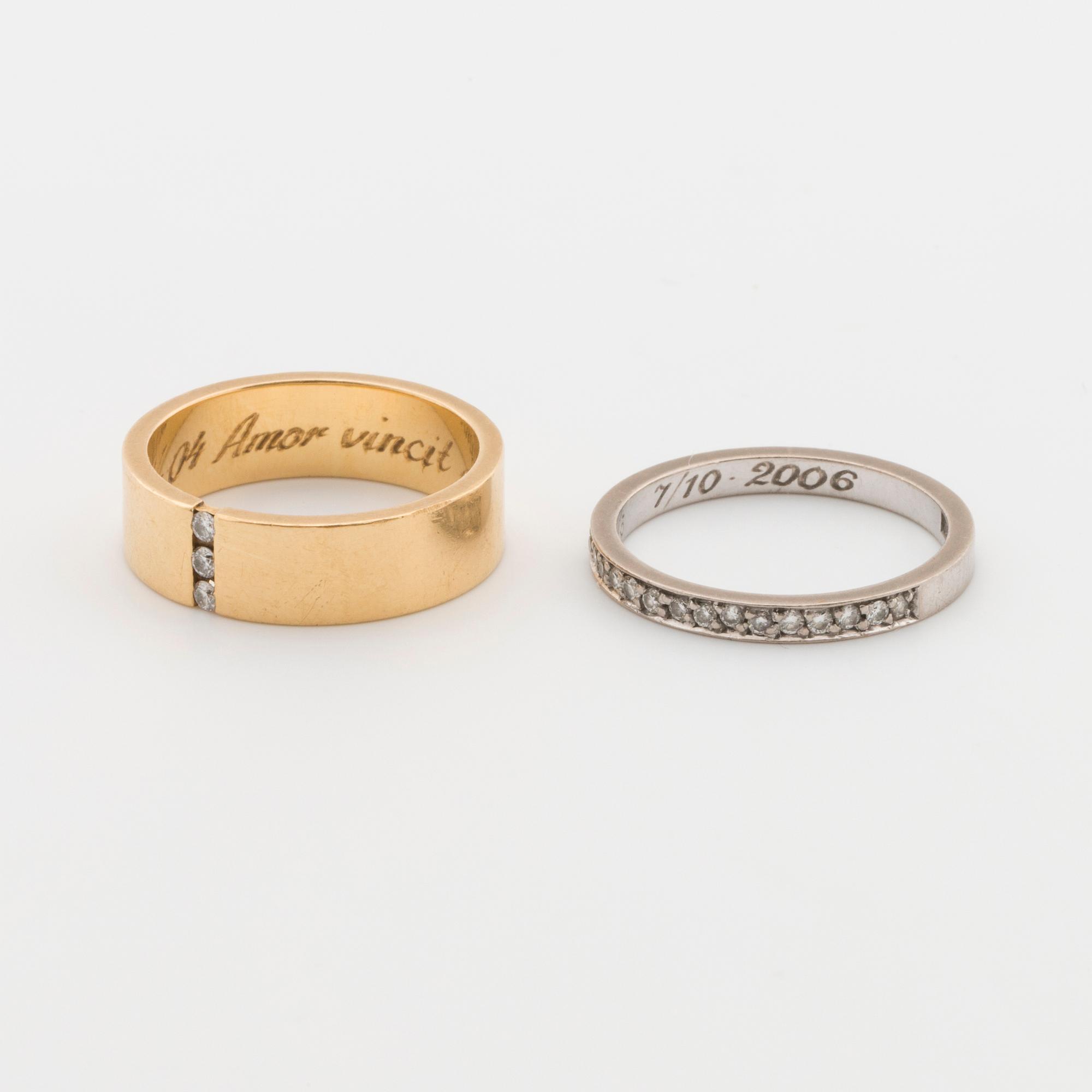 RINGAR, 2st, med briljantslipade diamanter ca 0.21 ct. Engelbert, Stockholm, 2006.
