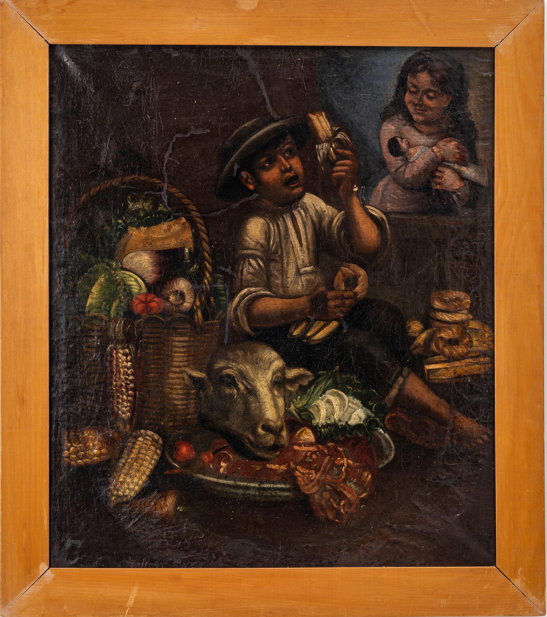 Spanish school, 18th century, Child with vegetables.