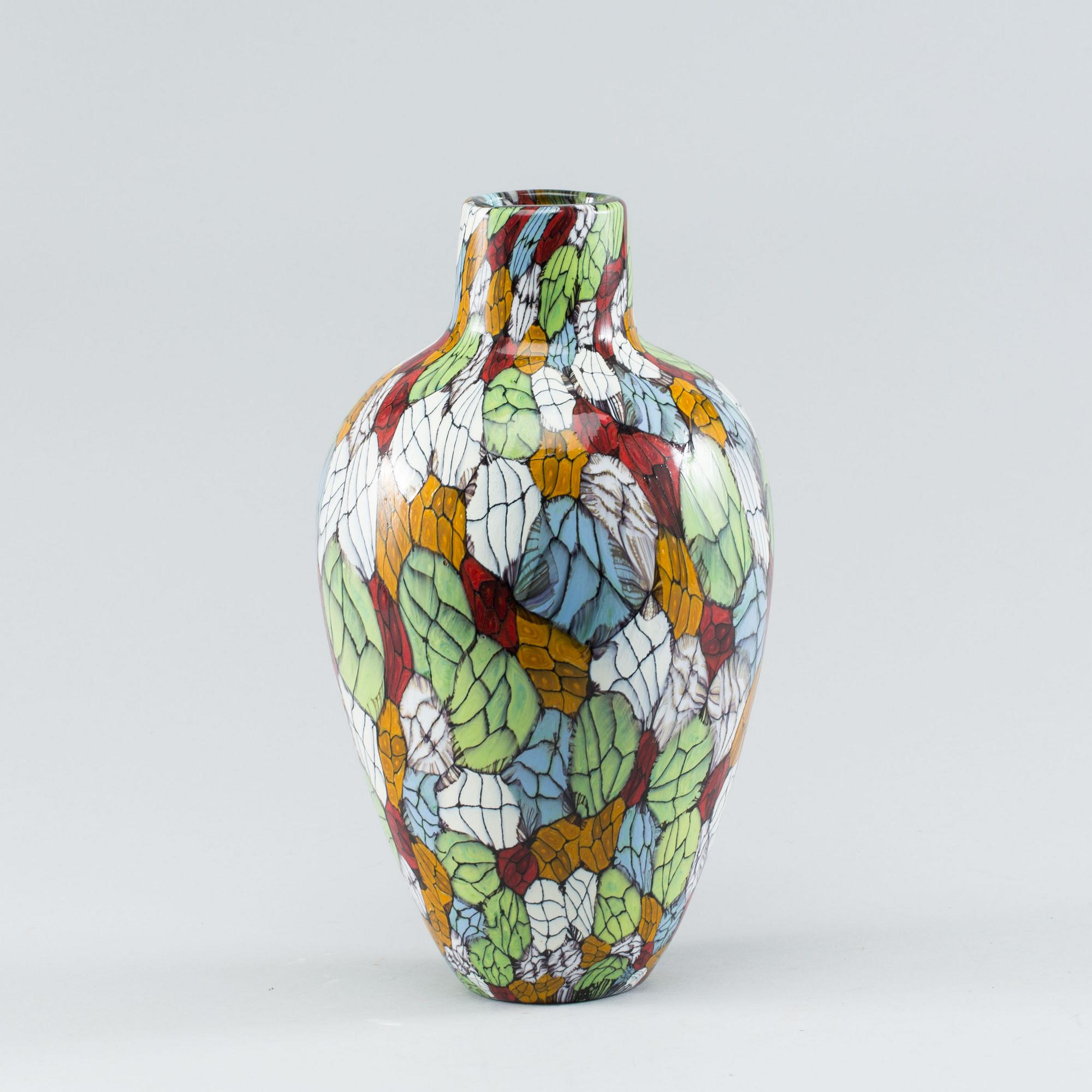 A VITTORIO FERRO MURRINE GLASS VASE FOR FRATELLI PAGNIN, 1990-2000.