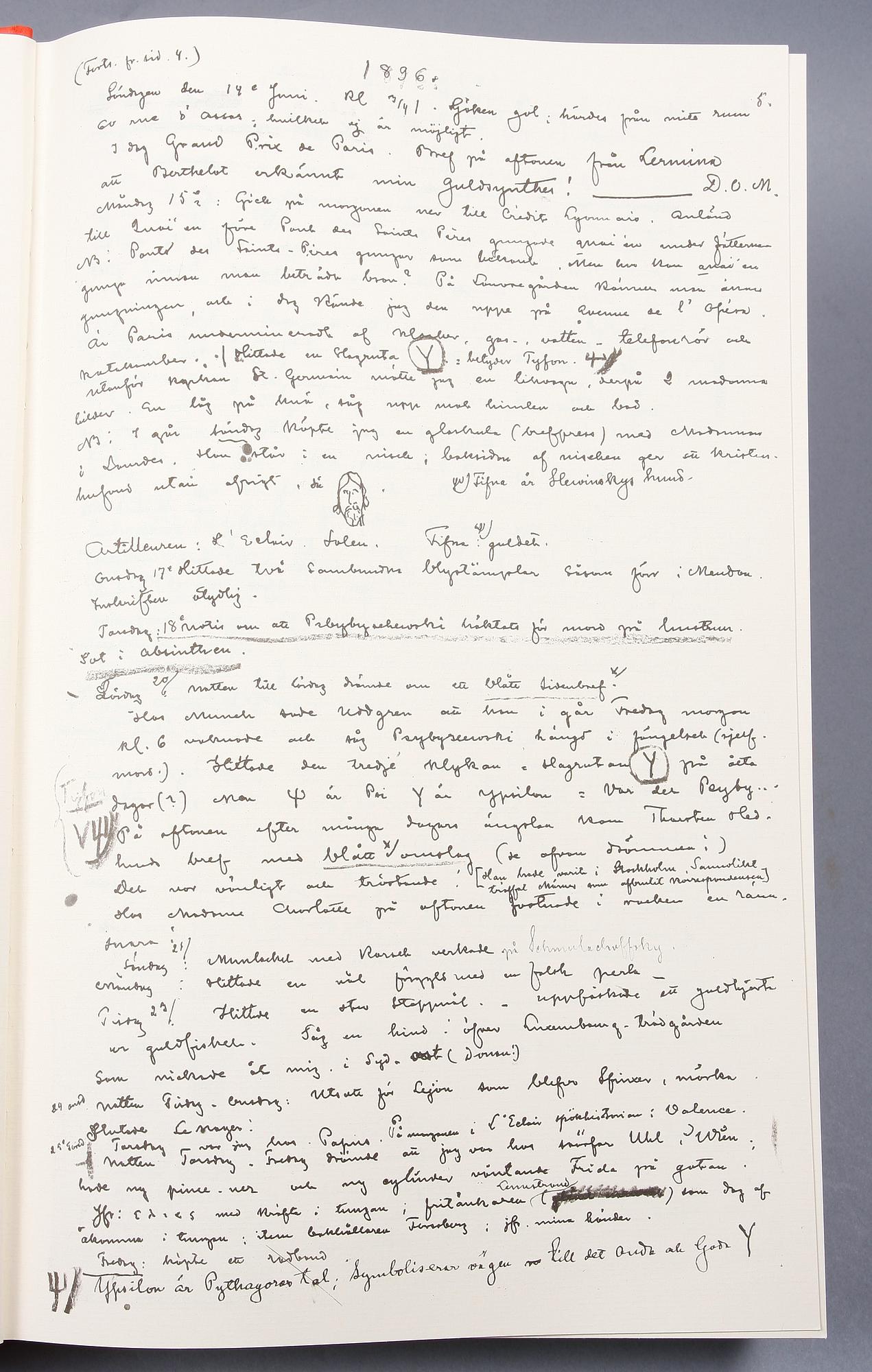 BOK, faksimiltryck, "Ockulta dagboken" av August Strindberg. Stockholm 1977.