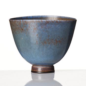 Berndt Friberg, a set of two stoneware vases and a bowl with rabbit's fur glazes, Gustavsberg Studio, Sweden, dated 1944-45, 1956, 1958.